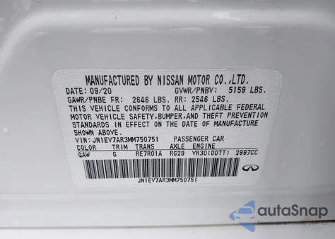 2021 Infiniti Q50 Pure from USA, damaged, VIN JN1EV7AR3MM750751